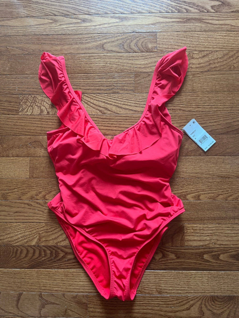 Kenneth Cole Reaction Ruffle One-Piece Swimsuit red
